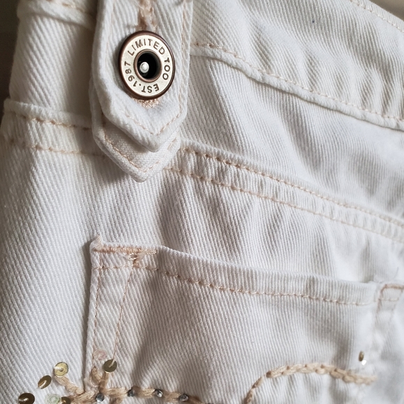 Limited Too White Denim Embroidered Cuffed Capri Pants - Picture 14 of 16